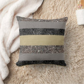 金ゴールドシルバーブラックグリッターグラムストライプズ#1 (フェイクGl クッション (ブランケット)