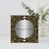 金ゴールドシルバーブラックレトロパーティの招待状 招待状 (スタンド正面)