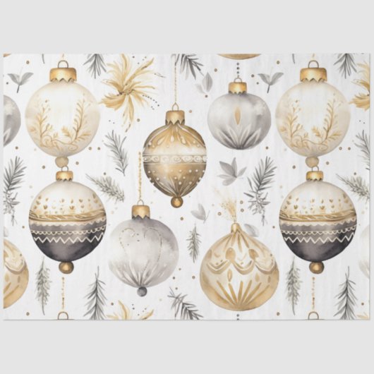 金ゴールドシルバーブラックヴィンテージクリスマスオーナメント 薄葉紙 (正面)