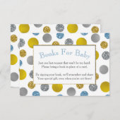 金ゴールドシルバーブルードットベビーシャワーブックカード 招待状 (正面/裏面)