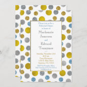 金ゴールドシルバーブルードットリハーサルディナー招待状 招待状 (正面/裏面)