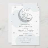 金ゴールドシルバーブルーベビーシャワーの招待状の上 招待状 (正面)