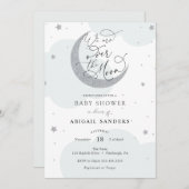 金ゴールドシルバーブルーベビーシャワーの招待状の上 招待状 (正面/裏面)