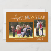 金ゴールドシルバーブロンズハッピーニューイヤー2写真黒H シーズンカード (正面)