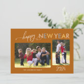 金ゴールドシルバーブロンズハッピーニューイヤー2写真黒H シーズンカード (スタンド正面)