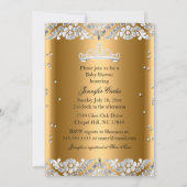 金ゴールドシルバープリンセスティアラベビーシャワー招待状 招待状 (裏面)