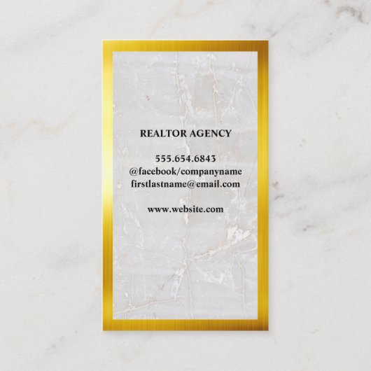 金ゴールドシルバープロパティロゴ | 大理石 | 金ゴールド縁ど 名刺 (裏面)