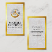 金ゴールドシルバープロパティロゴ | 大理石 | 金ゴールド縁ど 名刺 (正面/裏面)