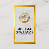 金ゴールドシルバープロパティロゴ | 大理石 | 金ゴールド縁ど 名刺 (正面)