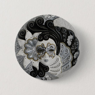 金ゴールドシルバーベネチアンマスク 缶バッジ