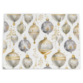 金ゴールドシルバーホワイトクリスマスオーナメント抱き枕 ラージペーパーバッグ (正面)