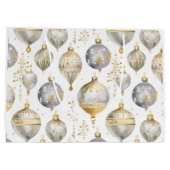 金ゴールドシルバーホワイトクリスマスオーナメント抱き枕 ラージペーパーバッグ (裏面)