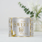 金ゴールドシルバーホワイトSweet sixteenスウィート16パーティー 招待状 (スタンド正面)