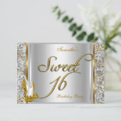 金ゴールドシルバーホワイトSweet sixteenスウィート16パーティー 招待状 (スタンド正面)