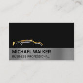 金ゴールドシルバーモダンロゴ | 自動サービス 名刺 (正面)