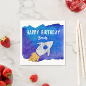 金ゴールドシルバーロケット船銀河系誕生日パーティー スタンダードカクテルナプキン (インサイチュ)