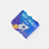 金ゴールドシルバーロケット船銀河系誕生日パーティー スタンダードカクテルナプキン (角)