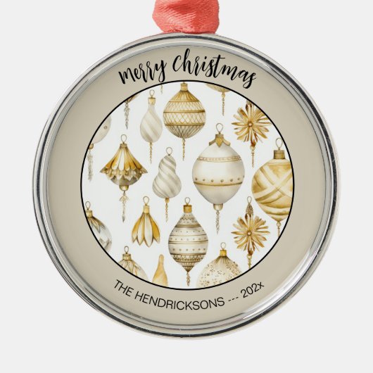 金ゴールドシルバーヴィンテージオーナメントクリスマスオーナメント メタルオーナメント (正面)