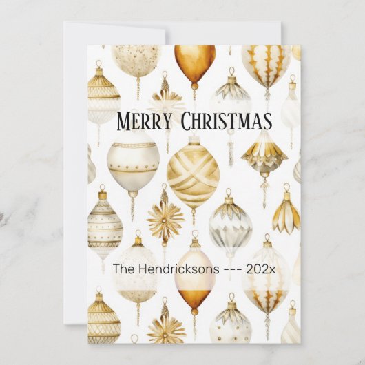 金ゴールドシルバーヴィンテージオーナメントクリスマスカード カード (正面)