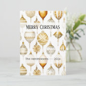 金ゴールドシルバーヴィンテージオーナメントクリスマスカード カード (スタンド正面)