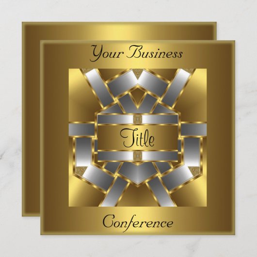 金ゴールドシルバー会議企業の招待状 招待状 (正面/裏面)