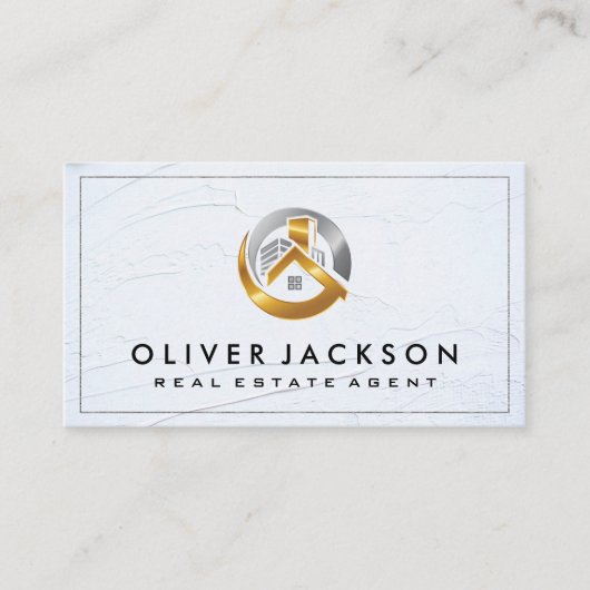 金ゴールドシルバー実在エステートロゴ 名刺 (正面)