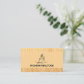 金ゴールドシルバー実在エステートロゴ |木製パネル 名刺 (スタンド正面)