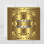 金ゴールドシルバー招待状誕生日記念日 招待状 (正面)