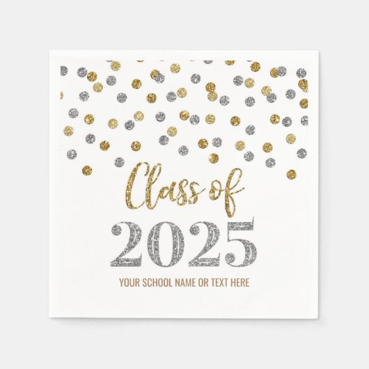 金ゴールドシルバー紙吹雪クラス2025ナプキンス スタンダードカクテルナプキン (正面)