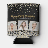 金ゴールドシルバー紙吹雪フォトコラージュ100誕生日 缶クーラー (正面)