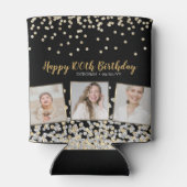 金ゴールドシルバー紙吹雪フォトコラージュ100誕生日 缶クーラー (裏面)