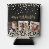 金ゴールドシルバー紙吹雪フォトコラージュ50誕生日 缶クーラー (正面)