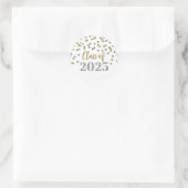 金ゴールドシルバー紙吹雪卒業2025 ラウンドシール (バッグ)