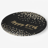 金ゴールドシルバー紙吹雪100th誕生日パーティー ペーパープレート (アングル)