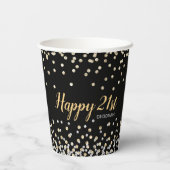 金ゴールドシルバー紙吹雪21歳の誕生日パーティー 紙コップ (裏面)
