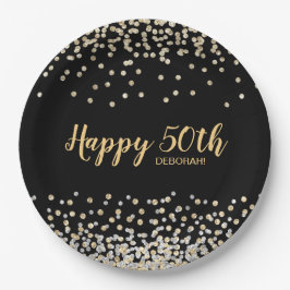 金ゴールドシルバー紙吹雪50th誕生日パーティー ペーパープレート
