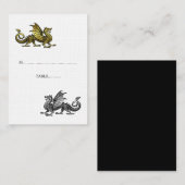 金ゴールドシルバー結婚ドラゴン座席表 プレイスカード (正面/裏面)