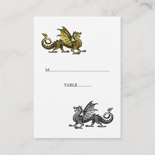 金ゴールドシルバー結婚ドラゴン座席表 プレイスカード (正面)