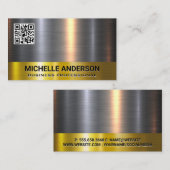 金ゴールドシルバー金属シャイントリムQRコード 名刺 (正面/裏面)