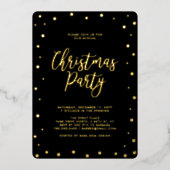金ゴールドシルバー&ブラックモダンクリスマスホリデーパーティー 箔招待状 (正面)
