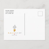 金ゴールドシルバー・ロケット船宇宙誕生日会 インビテーションポストカード (裏面)