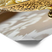 金ゴールドシロップ付きアイスクリームサンデ空白のー ポスター (角)