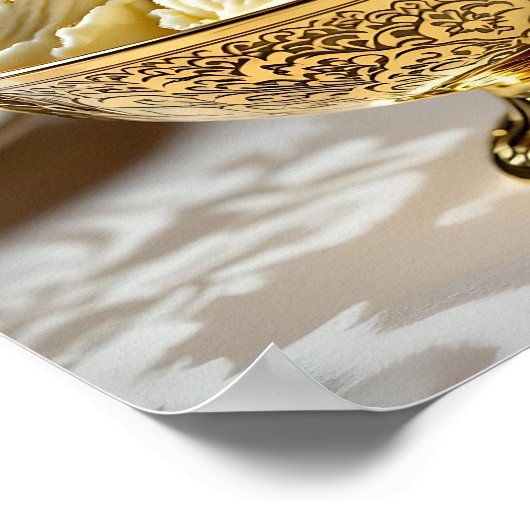 金ゴールドシロップ付きアイスクリームサンデ空白のー ポスター (角)