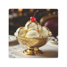 金ゴールドシロップ付きアイスクリームサンデ空白のー