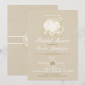 金ゴールドシンデレラキャリッジクラフトモダンブライダル 招待状 (正面/裏面)