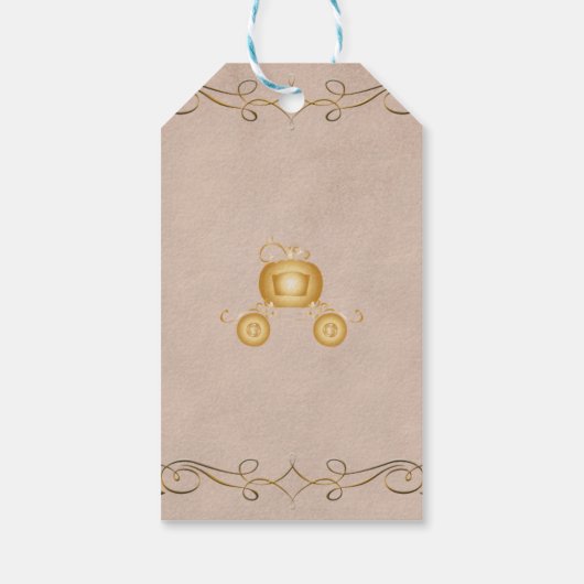 金ゴールドシンデレラパンプキンキャリッジパーティーの好意 ギフトタグ (裏面)