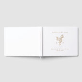 金ゴールドシンプルさくらんぼブロッサムモノグラムリース ゲストブック (全面)