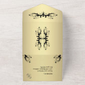 金ゴールドシンプルとブラックトリフォールドw Rsvp結婚's オールインワン招待状 (外側)