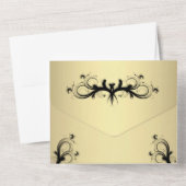 金ゴールドシンプルとブラックトリフォールドw Rsvp結婚's オールインワン招待状 (裏面)