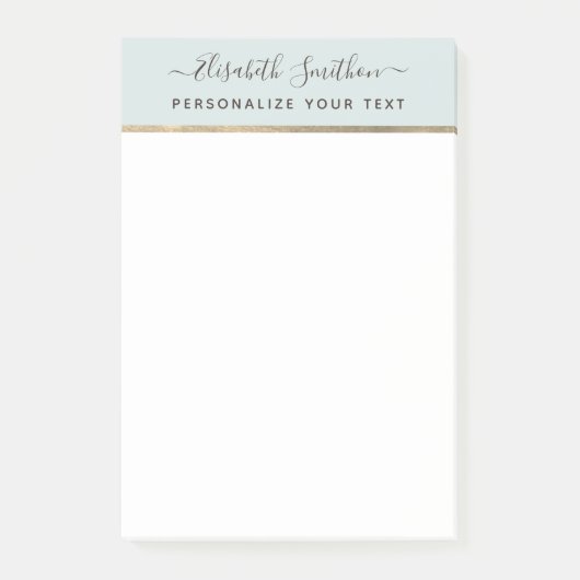 金ゴールドシンプルのサージグリーミニマルン文房具 ポストイット (正面)